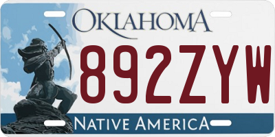 OK license plate 892ZYW