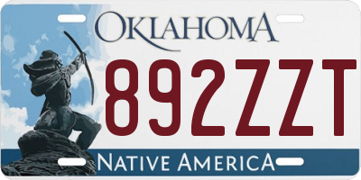 OK license plate 892ZZT