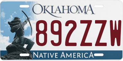 OK license plate 892ZZW