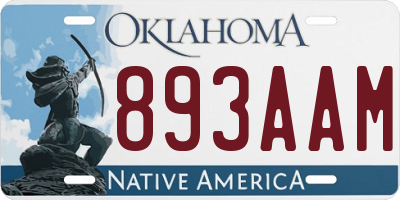 OK license plate 893AAM