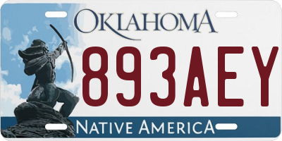 OK license plate 893AEY