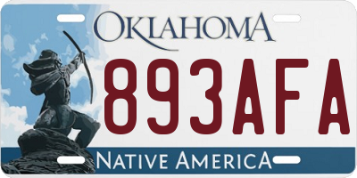 OK license plate 893AFA