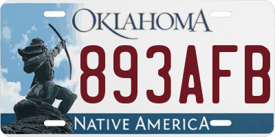 OK license plate 893AFB