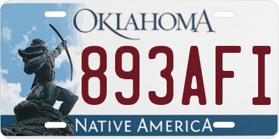 OK license plate 893AFI