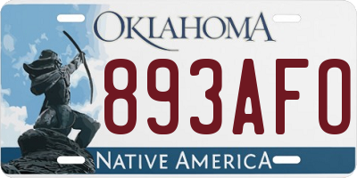 OK license plate 893AFO