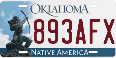 OK license plate 893AFX