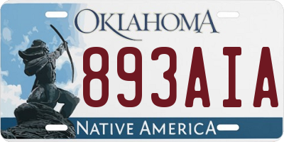 OK license plate 893AIA