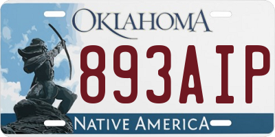 OK license plate 893AIP