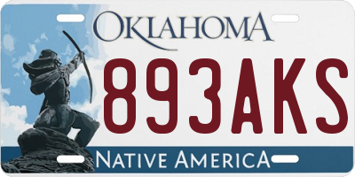 OK license plate 893AKS