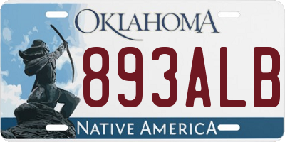 OK license plate 893ALB