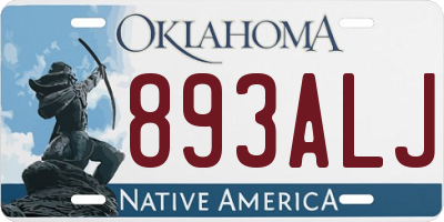OK license plate 893ALJ