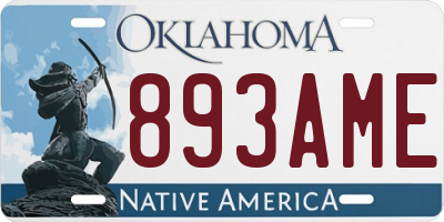 OK license plate 893AME