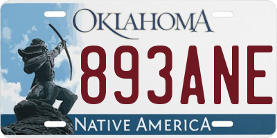 OK license plate 893ANE