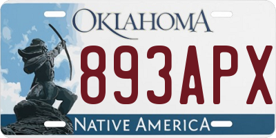 OK license plate 893APX