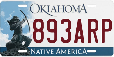 OK license plate 893ARP