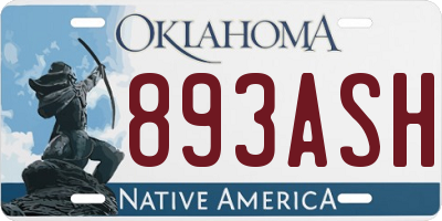 OK license plate 893ASH