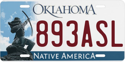 OK license plate 893ASL