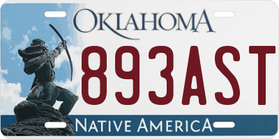 OK license plate 893AST