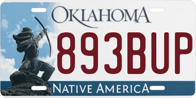 OK license plate 893BUP