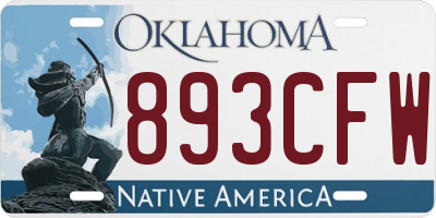 OK license plate 893CFW