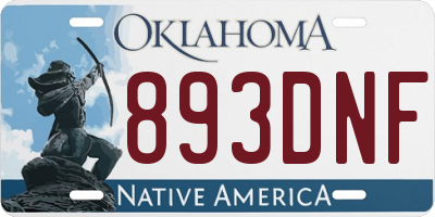 OK license plate 893DNF
