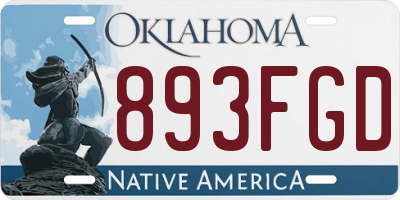 OK license plate 893FGD