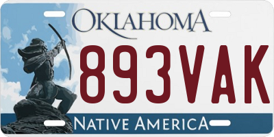 OK license plate 893VAK