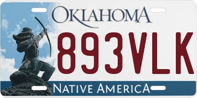 OK license plate 893VLK