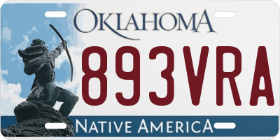 OK license plate 893VRA