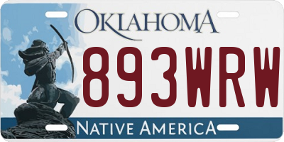 OK license plate 893WRW