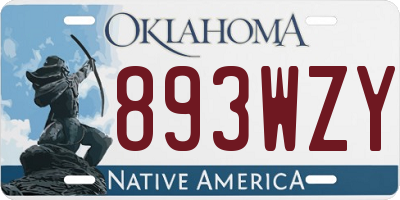 OK license plate 893WZY