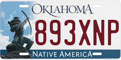 OK license plate 893XNP