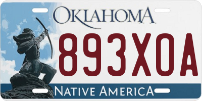 OK license plate 893XOA