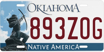 OK license plate 893ZOG