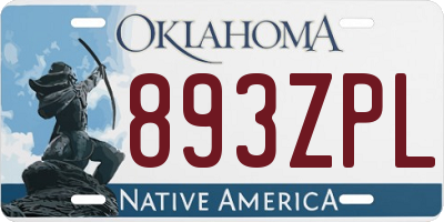 OK license plate 893ZPL