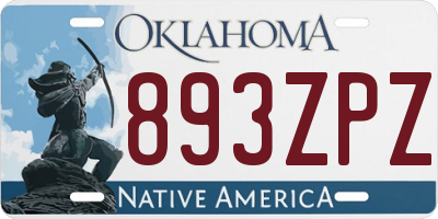 OK license plate 893ZPZ