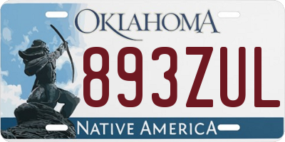 OK license plate 893ZUL