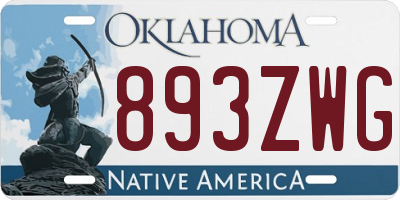 OK license plate 893ZWG