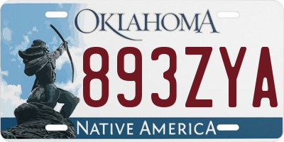 OK license plate 893ZYA