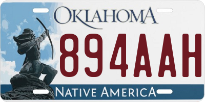 OK license plate 894AAH