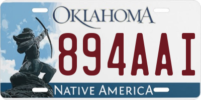 OK license plate 894AAI