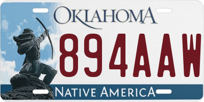 OK license plate 894AAW