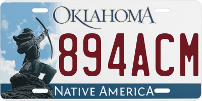 OK license plate 894ACM