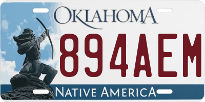 OK license plate 894AEM