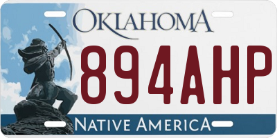 OK license plate 894AHP