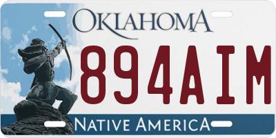 OK license plate 894AIM