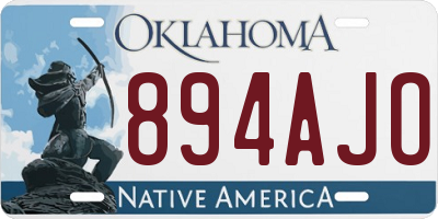 OK license plate 894AJO
