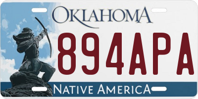 OK license plate 894APA