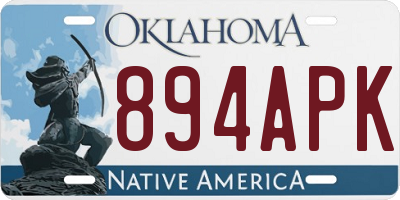 OK license plate 894APK