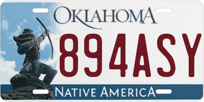 OK license plate 894ASY